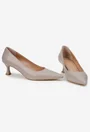 Pantofi dama NUR taupe din piele naturala cu varful ascutit