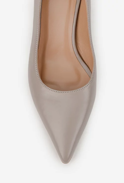 Pantofi dama NUR taupe din piele naturala cu varful ascutit