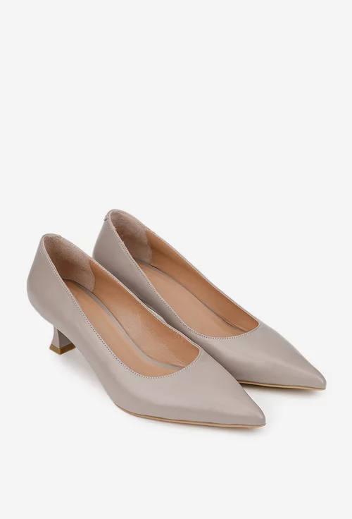 Pantofi dama NUR taupe din piele naturala cu varful ascutit