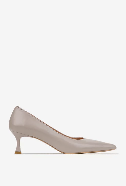 Pantofi dama NUR taupe din piele naturala cu varful ascutit