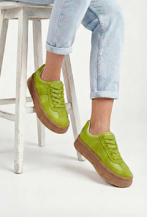 Pantofi dama NUR verzi din piele