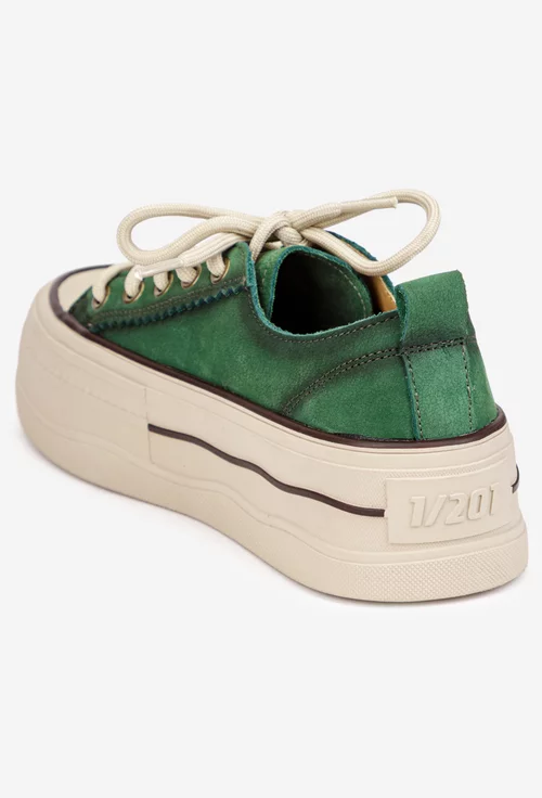 Pantofi dama NUR verzi din piele nabuc