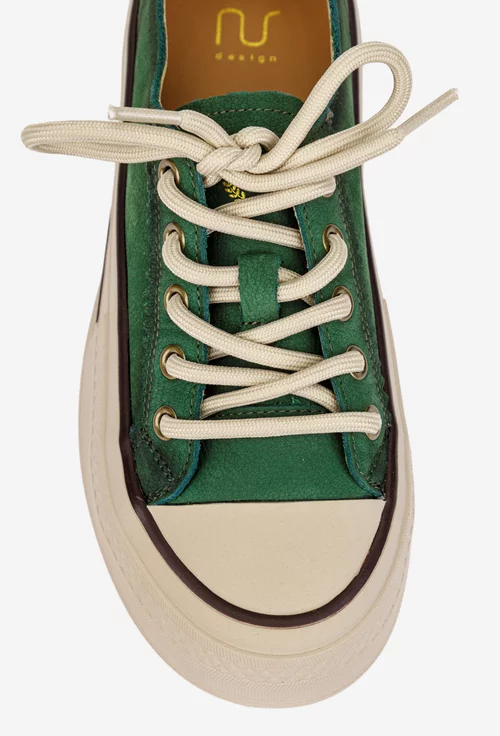 Pantofi dama NUR verzi din piele nabuc