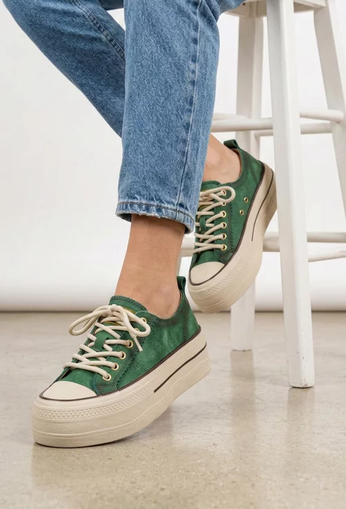 Pantofi dama NUR verzi din piele nabuc