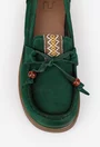 Pantofi dama NUR verzi din piele nabuc cu ornament