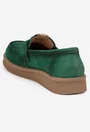 Pantofi dama NUR verzi din piele nabuc cu ornament