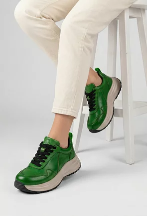 Pantofi dama NUR verzi din piele naturala