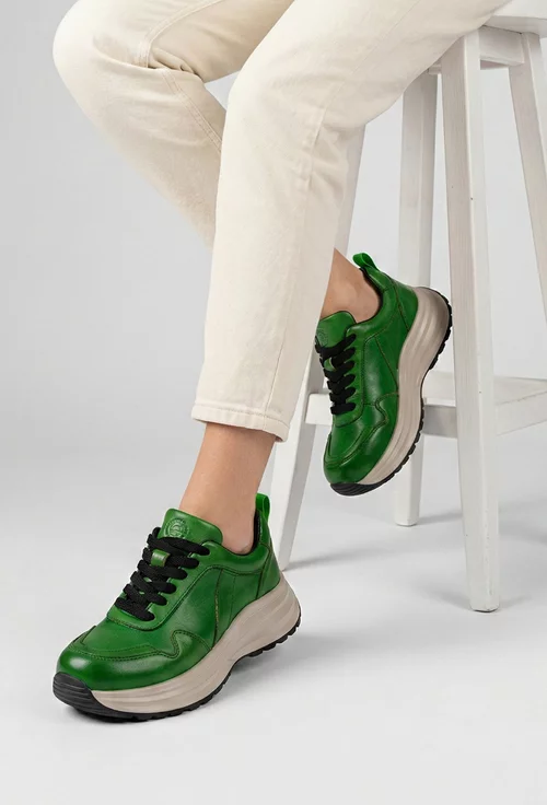 Pantofi dama NUR verzi din piele naturala