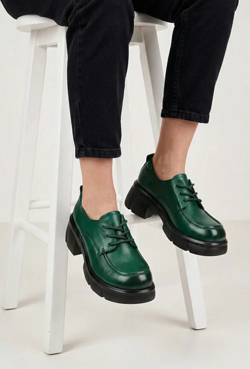 Pantofi dama NUR verzi din piele naturala