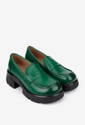 Pantofi dama NUR verzi din piele naturala