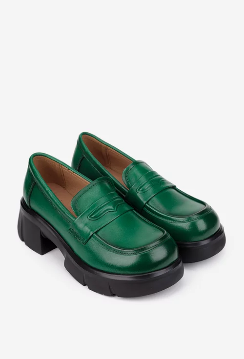 Pantofi dama NUR verzi din piele naturala