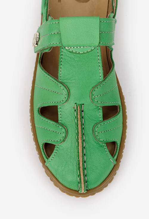 Pantofi dama NUR verzi din piele naturala cu decupaje