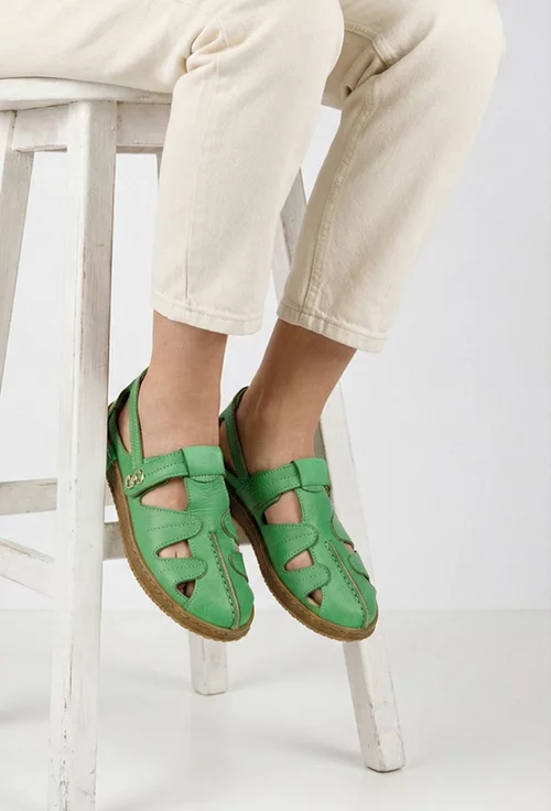 Pantofi dama NUR verzi din piele naturala cu decupaje