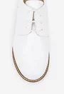 Pantofi dama Oxford albi din piele naturala