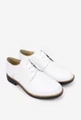 Pantofi dama Oxford albi din piele naturala