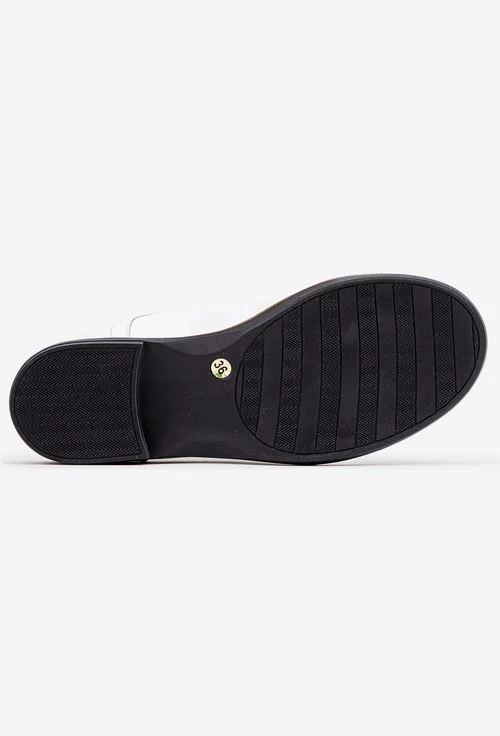Pantofi dama Oxford albi din piele naturala