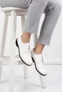Pantofi dama Oxford albi din piele naturala