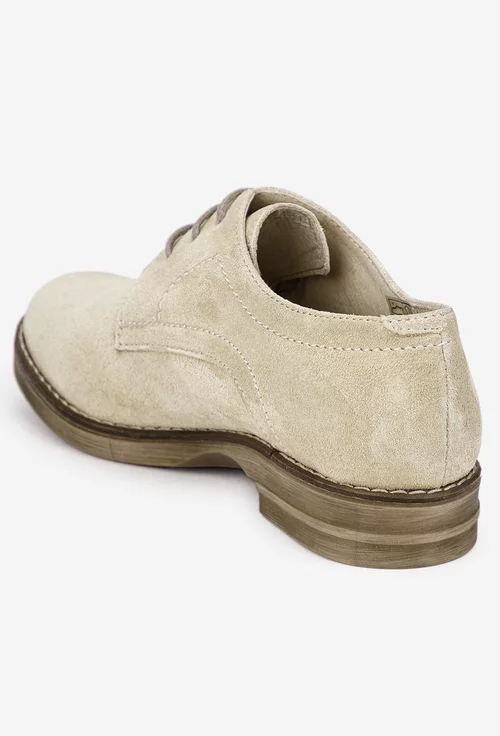 Pantofi dama Oxford bej din piele intoarsa