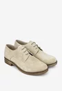 Pantofi dama Oxford bej din piele intoarsa