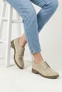 Pantofi dama Oxford bej din piele intoarsa