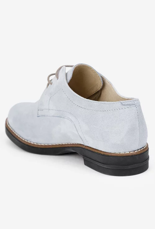 Pantofi dama Oxford bleu din piele intoarsa