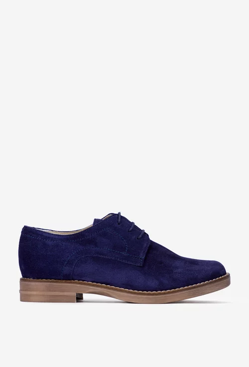 Pantofi dama Oxford bleumarin din piele naturala intoarsa picture - 2