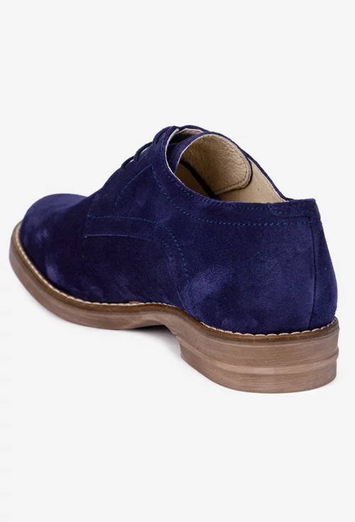Pantofi dama Oxford bleumarin din piele naturala intoarsa picture - 4
