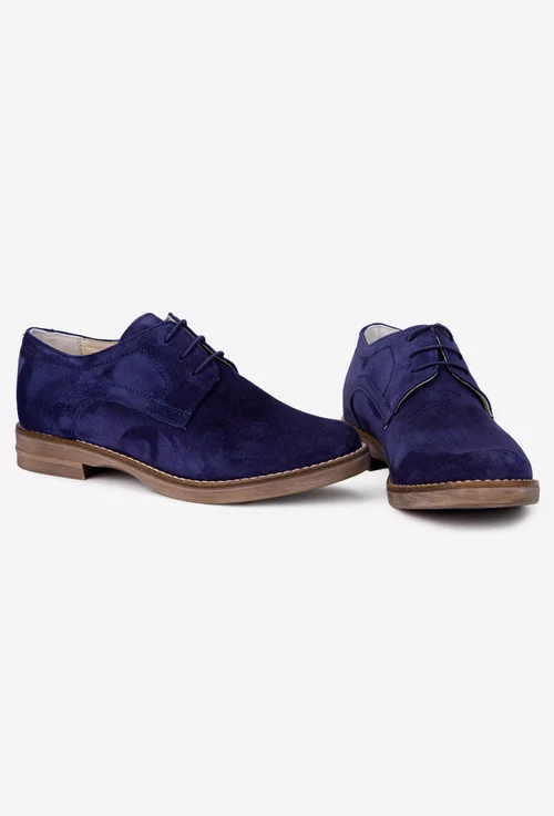 Pantofi dama Oxford bleumarin din piele naturala intoarsa picture - 6