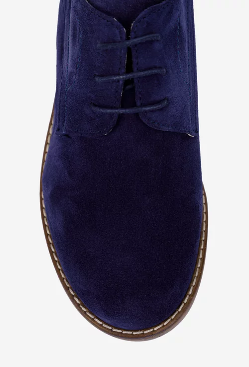 Pantofi dama Oxford bleumarin din piele naturala intoarsa picture - 7