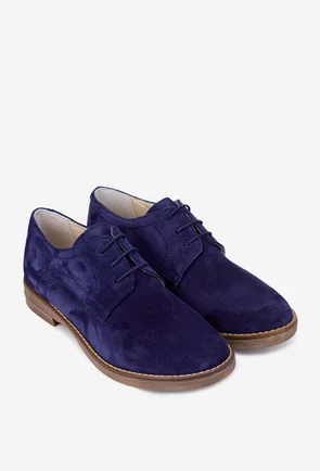 Pantofi dama Oxford bleumarin din piele naturala intoarsa