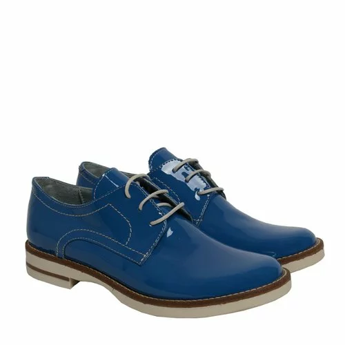 Pantofi Dama Oxford din Piele Naturala Blue Lacquer