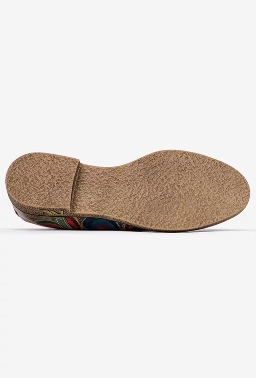 Pantofi dama Oxford din piele naturala cu imprimeu multicolor