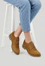 Pantofi dama Oxford maro deschis din piele intoarsa