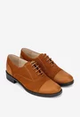 Pantofi dama Oxford maro din piele intoarsa