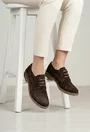 Pantofi dama Oxford maro din piele intoarsa