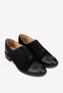 Pantofi dama Oxford negri din piele intoarsa