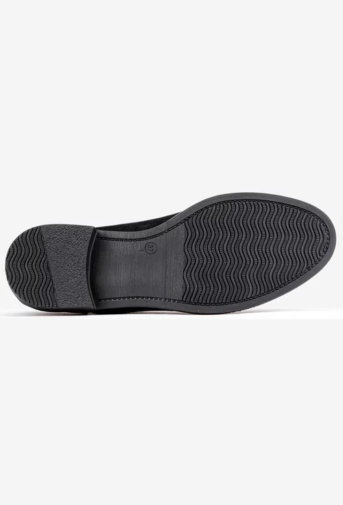 Pantofi dama Oxford negri din piele intoarsa