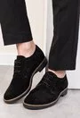 Pantofi dama Oxford negri din piele intoarsa