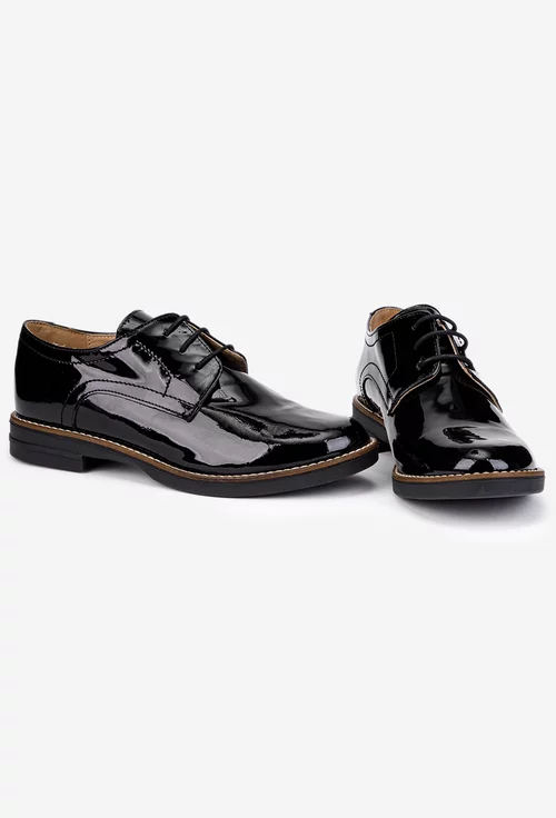 Pantofi dama Oxford negri din piele lacuita