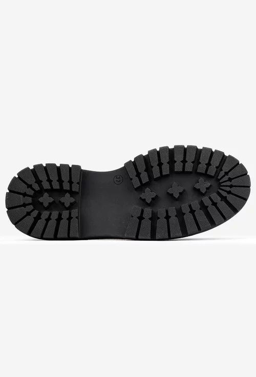 Pantofi dama Oxford negri din piele naturala