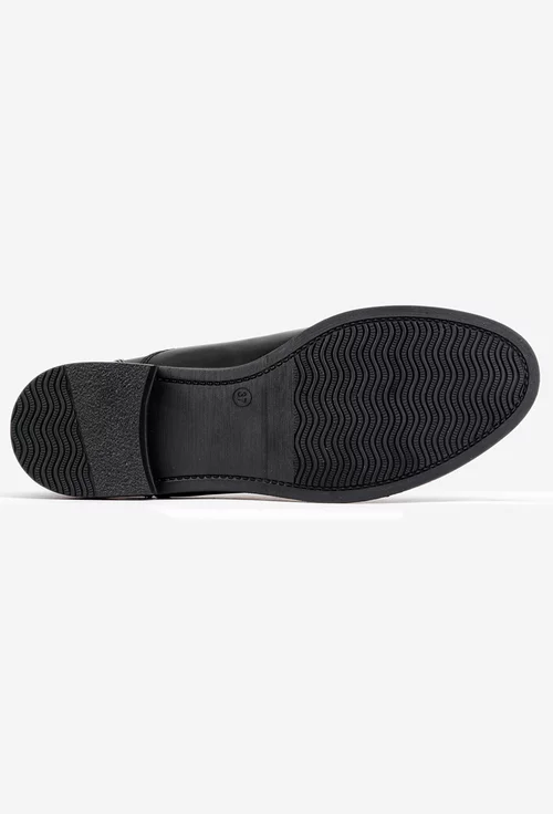 Pantofi dama Oxford negri din piele naturala