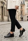 Pantofi dama Oxford negri din piele naturala
