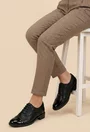 Pantofi dama Oxford negri din piele naturala