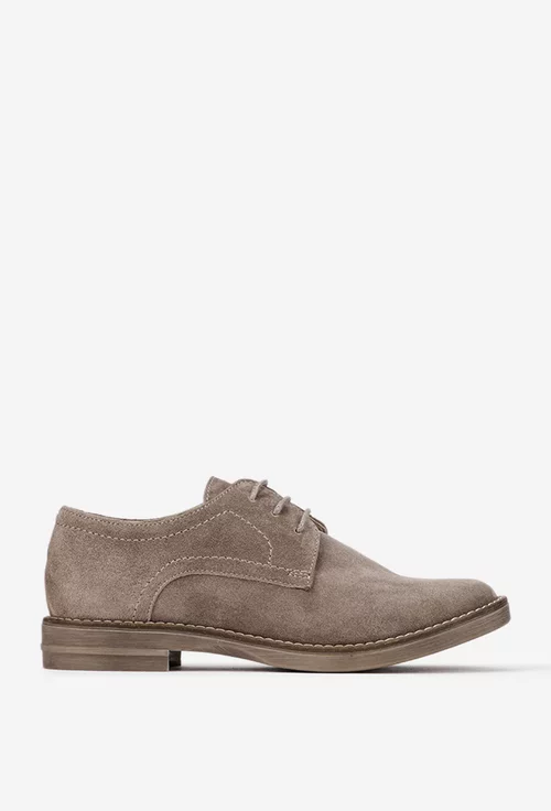 Pantofi dama Oxford taupe din piele intoarsa