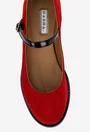 Pantofi dama rosii din piele intoarsa cu bareta si toc mic