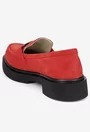 Pantofi dama rosii din piele intoarsa cu ornament
