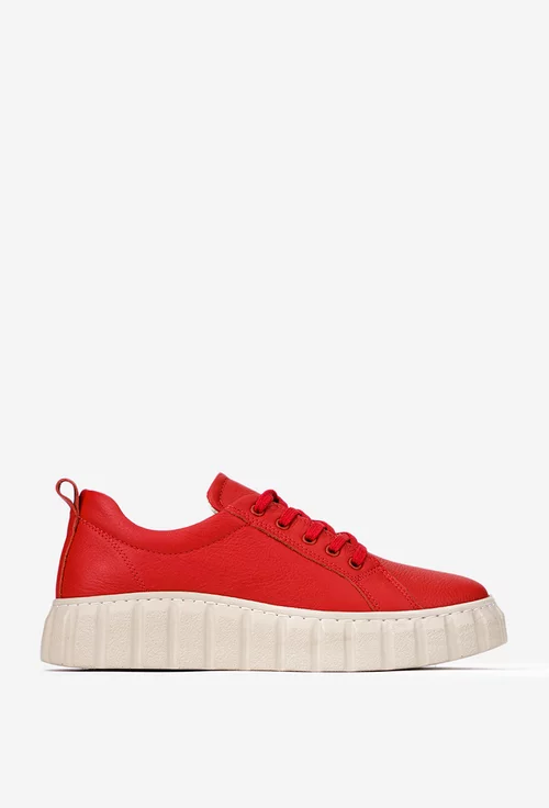 Pantofi dama rosii din piele naturala