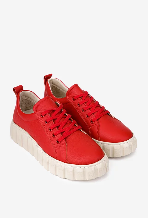 Pantofi dama rosii din piele naturala