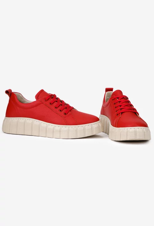 Pantofi dama rosii din piele naturala