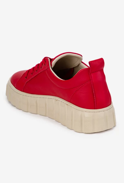 Pantofi dama rosii din piele naturala